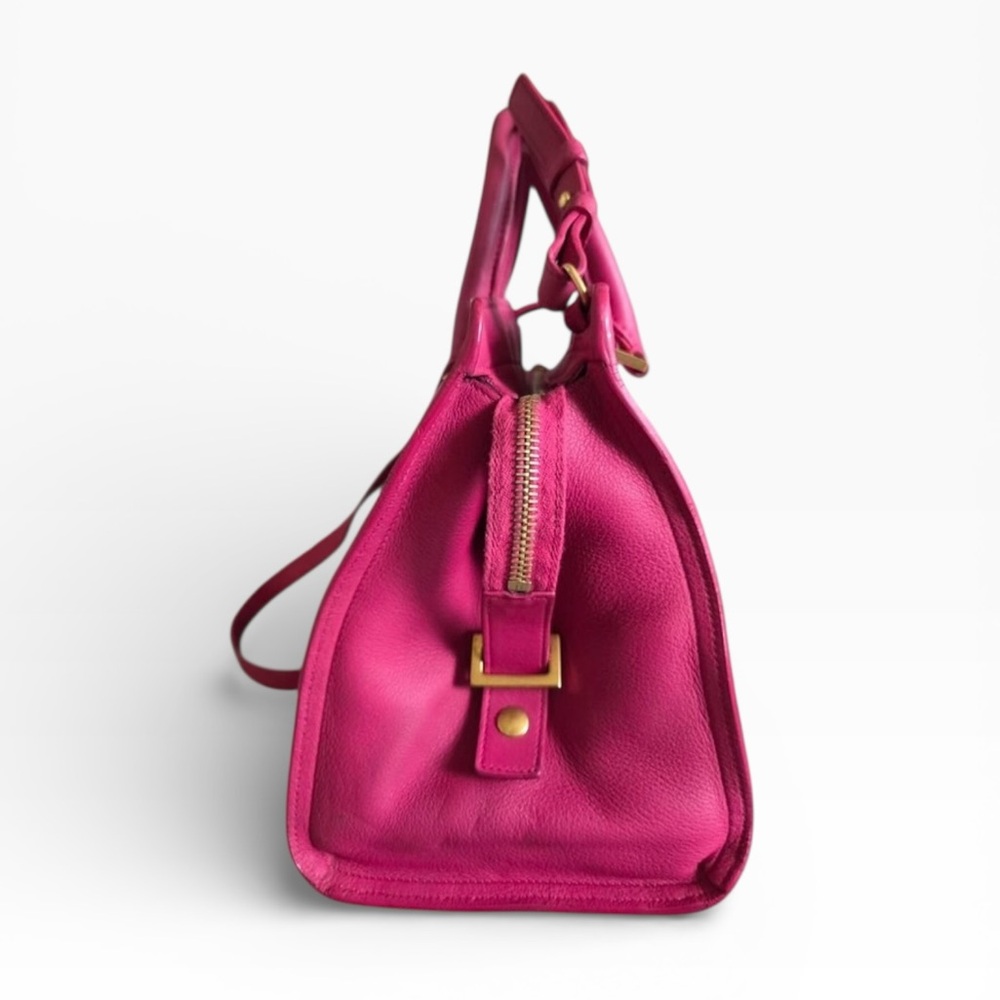 SOLD Auth Yves Saint Laurent Cabas Cynch Small Fuchsia Tote Y Bag pink leather - Picture 7 of 14
